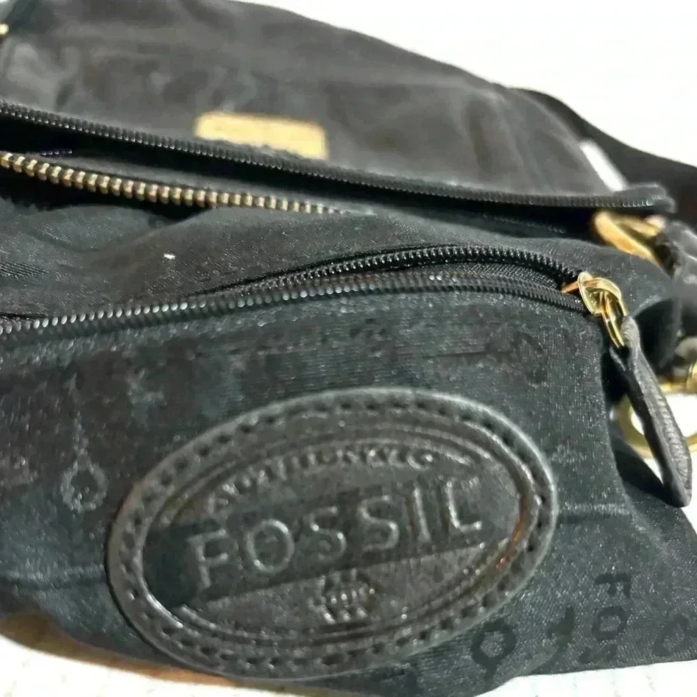 Fossil black leather crossbody handbag - Picture 6 of 11